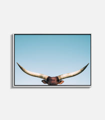 Minimal framed longhorn bull wall art, modern premium statement decor