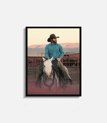 Western cowboy wall art featuring horse rider, premium rustic interior decor