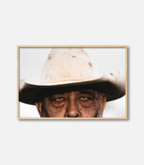 Framed portrait photography of man in cowboy hat, premium statement decor