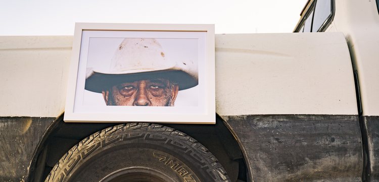 Framed western portrait wall art featuring man in hat, premium statement decor